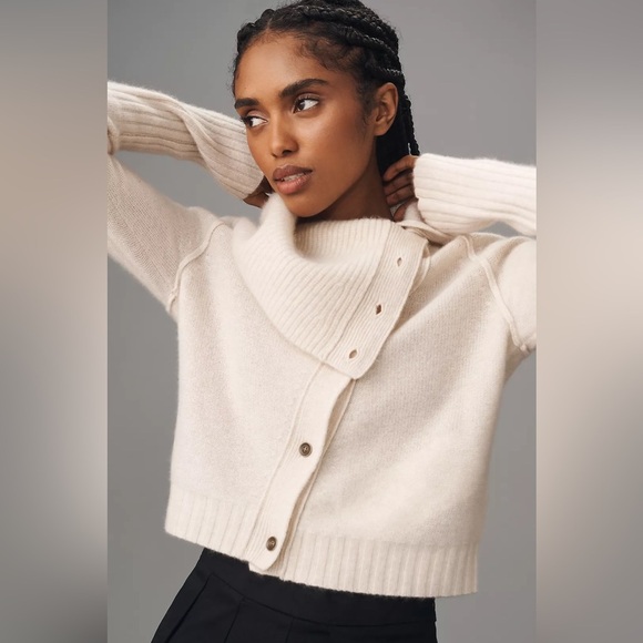 NWT! Anthropologie Pilcro Asymmetric Button Cashmere Cardigan Sweater - XS 🏈 - Picture 2 of 13